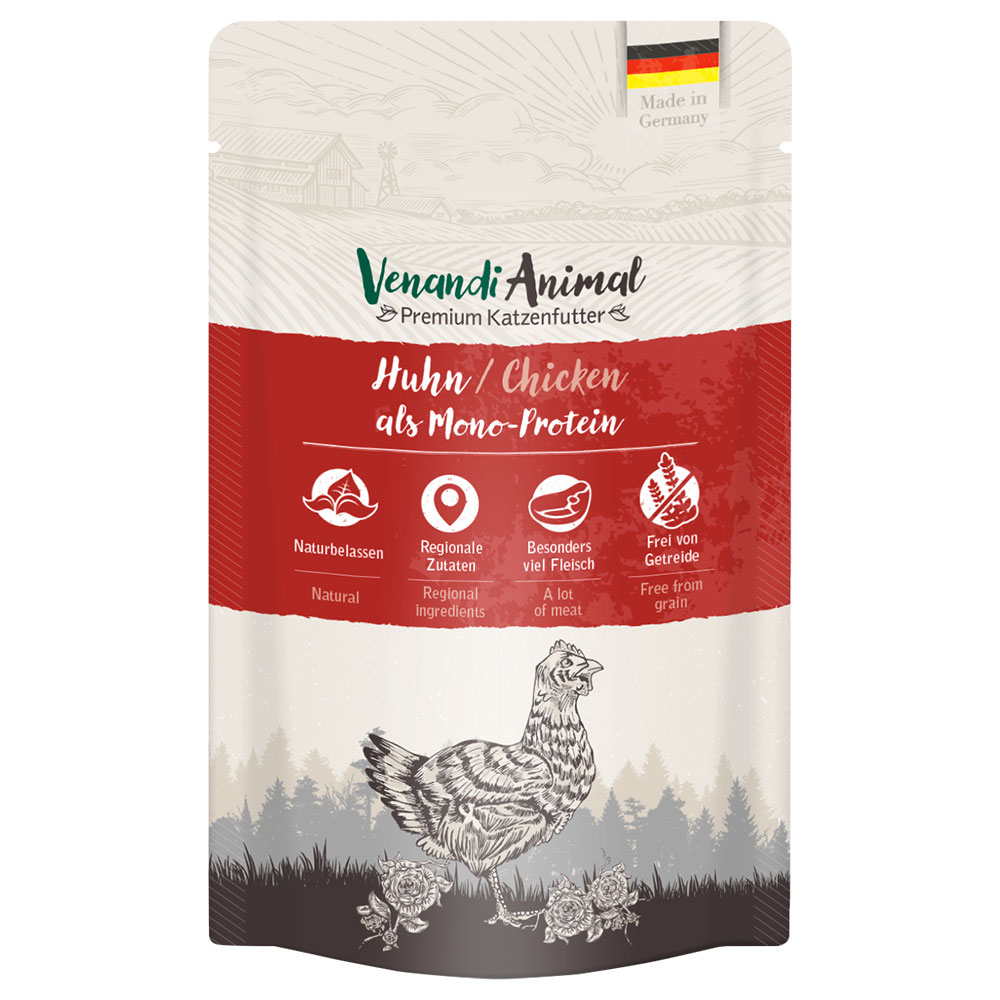 12x125g Venandi Animal Monoprotein Chicken Wet Cat Food