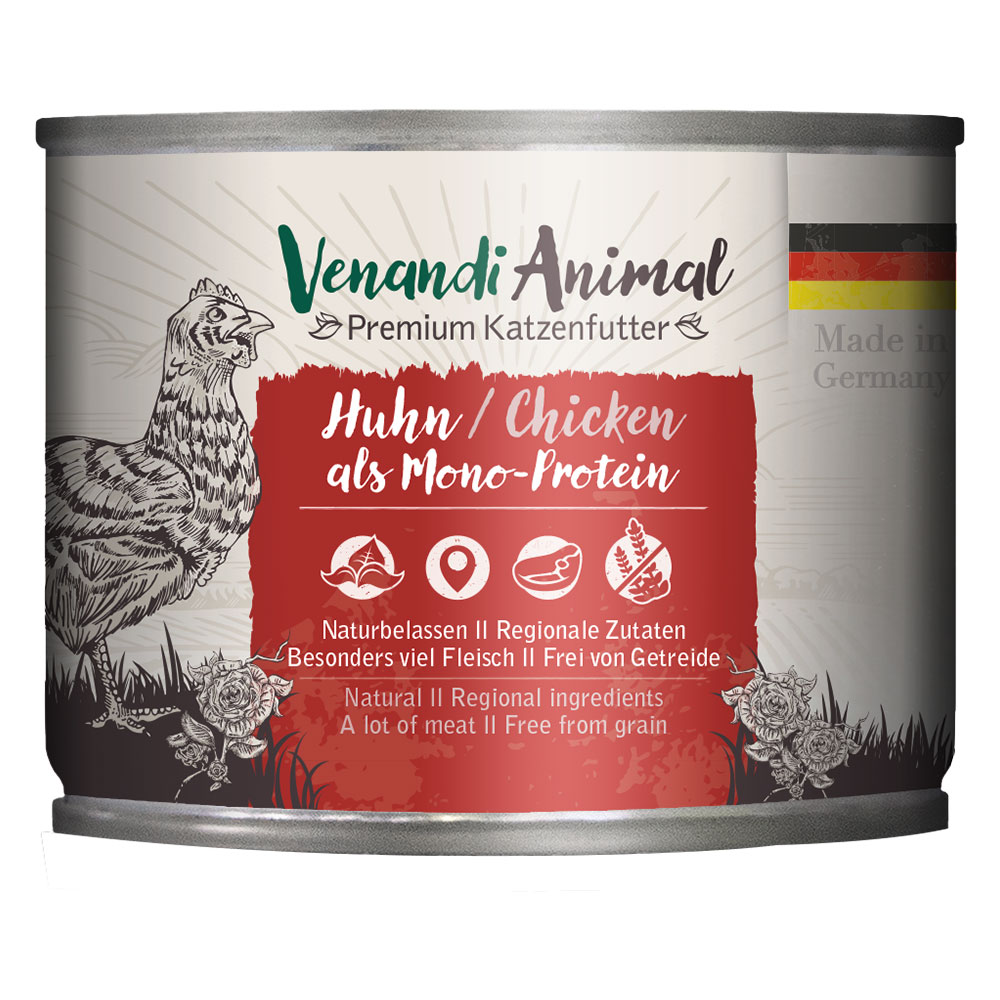 24x200g Venandi Animal Monoprotein Chicken Wet Cat Food