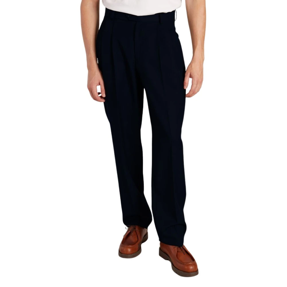 L'Exception Paris Men's Double-Pleated Wool Trousers in Blue, Available Sizes: XL, 2XS