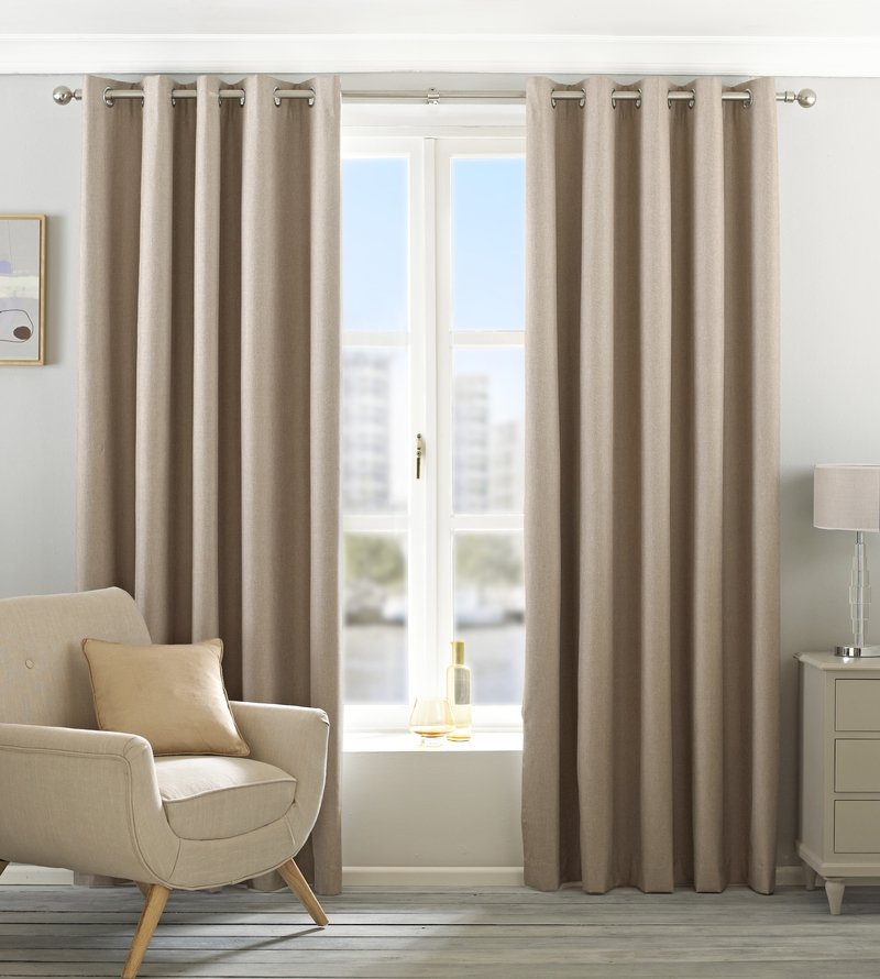 Riva Home Eclipse Natural Ready-Made Eyelet Curtains with Blackout Lining