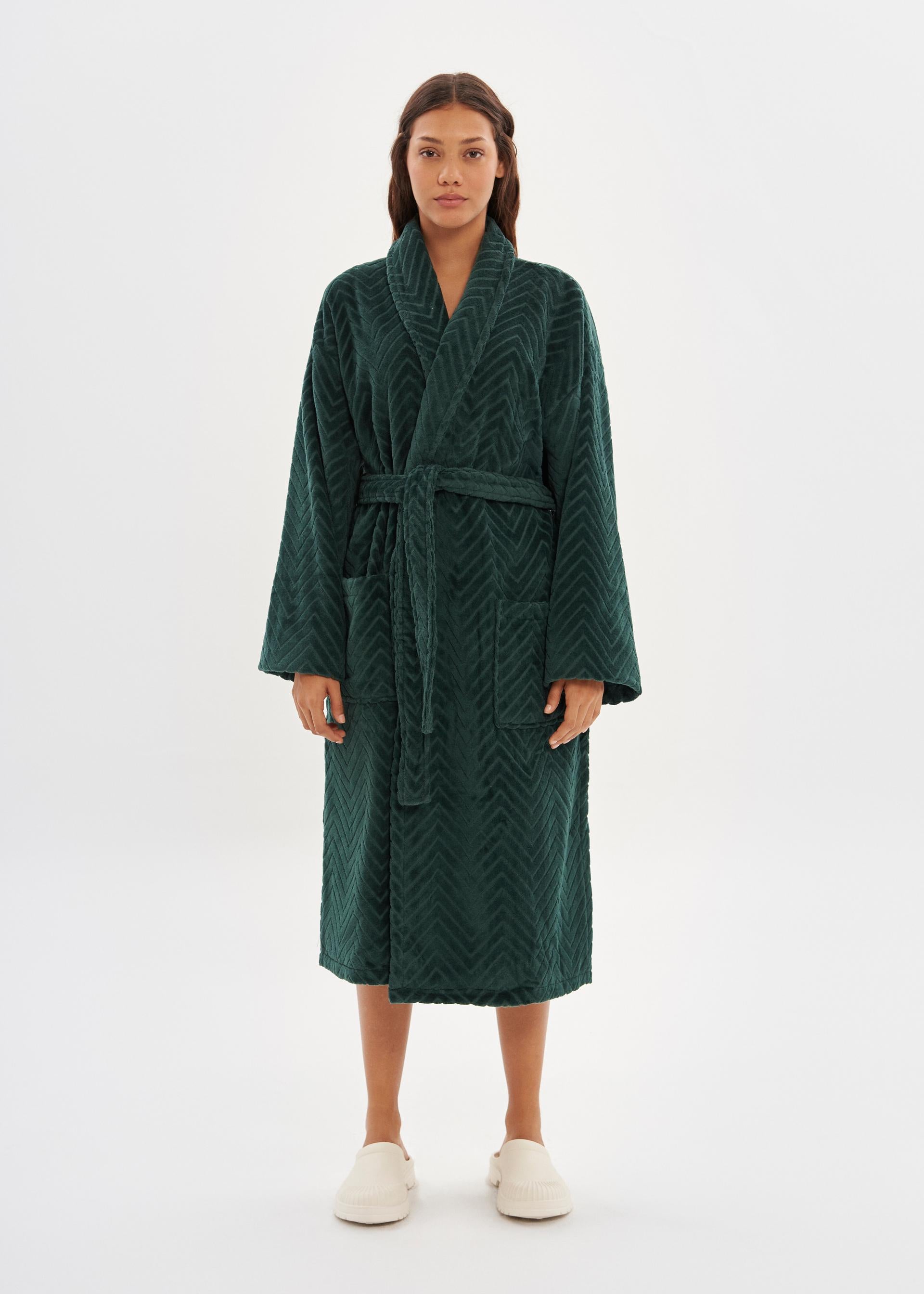 Green Unisex Velour Bathrobe | Crafted from 100% Organic Cotton