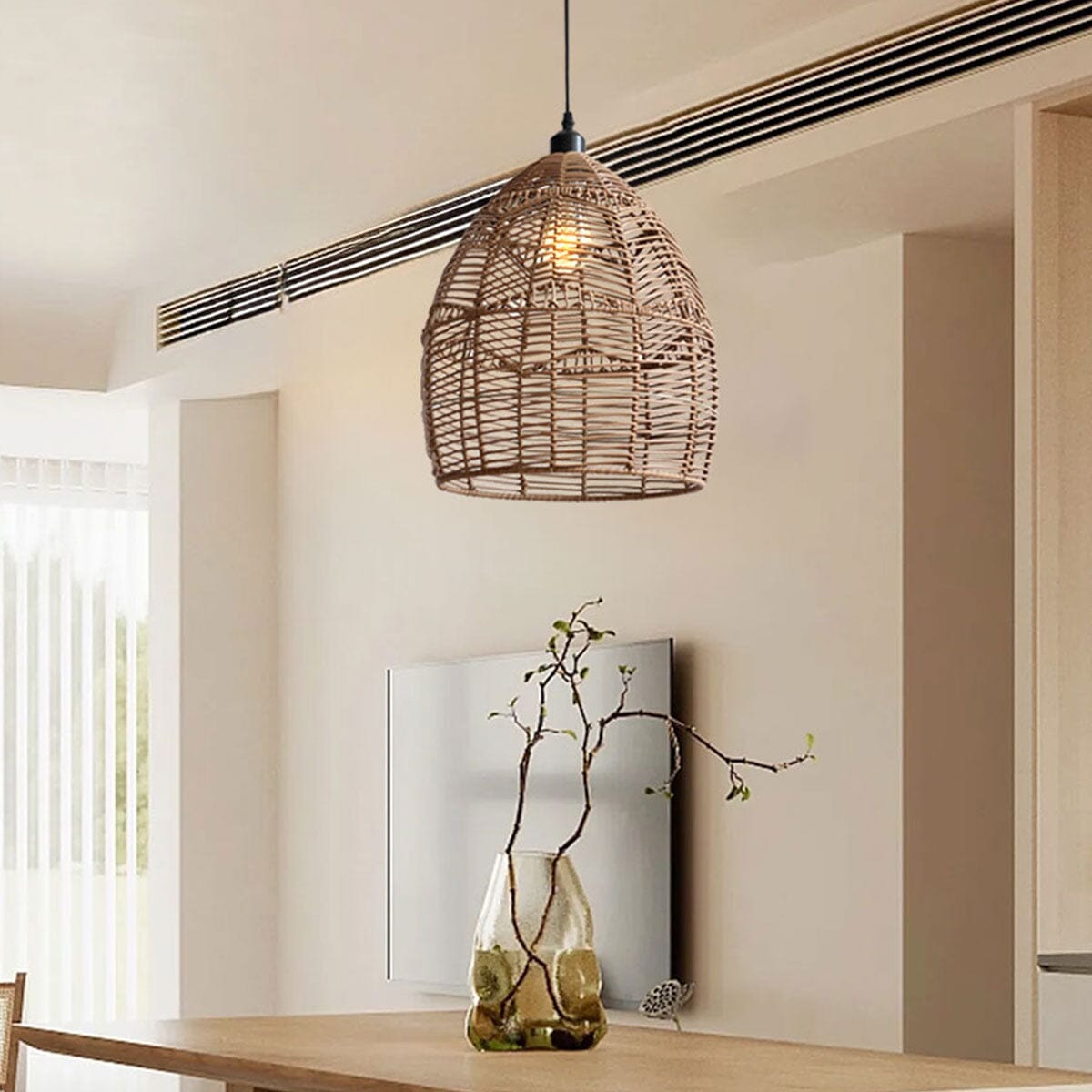 Bohemian Woven Rattan Iron Pendant Light