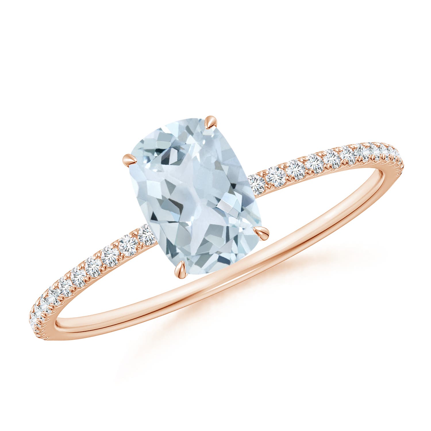 Cushion Cut Aquamarine Ring with Diamonds