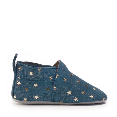 Fable, Navy blue suede with gold stars baby pram shoes