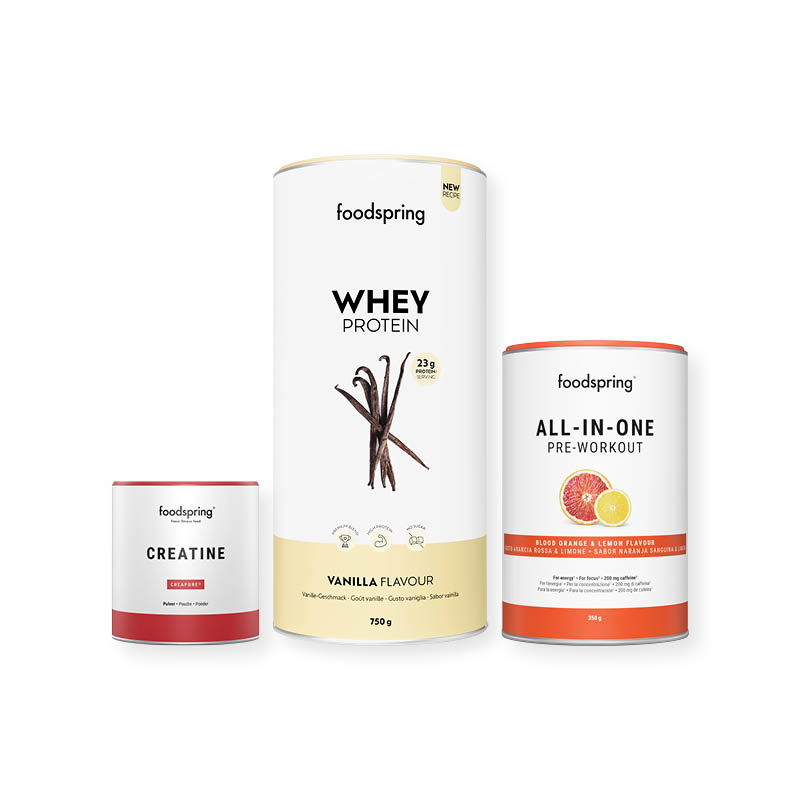 foodspring Muscle Pack: Whey, Pre-workout & Creatine