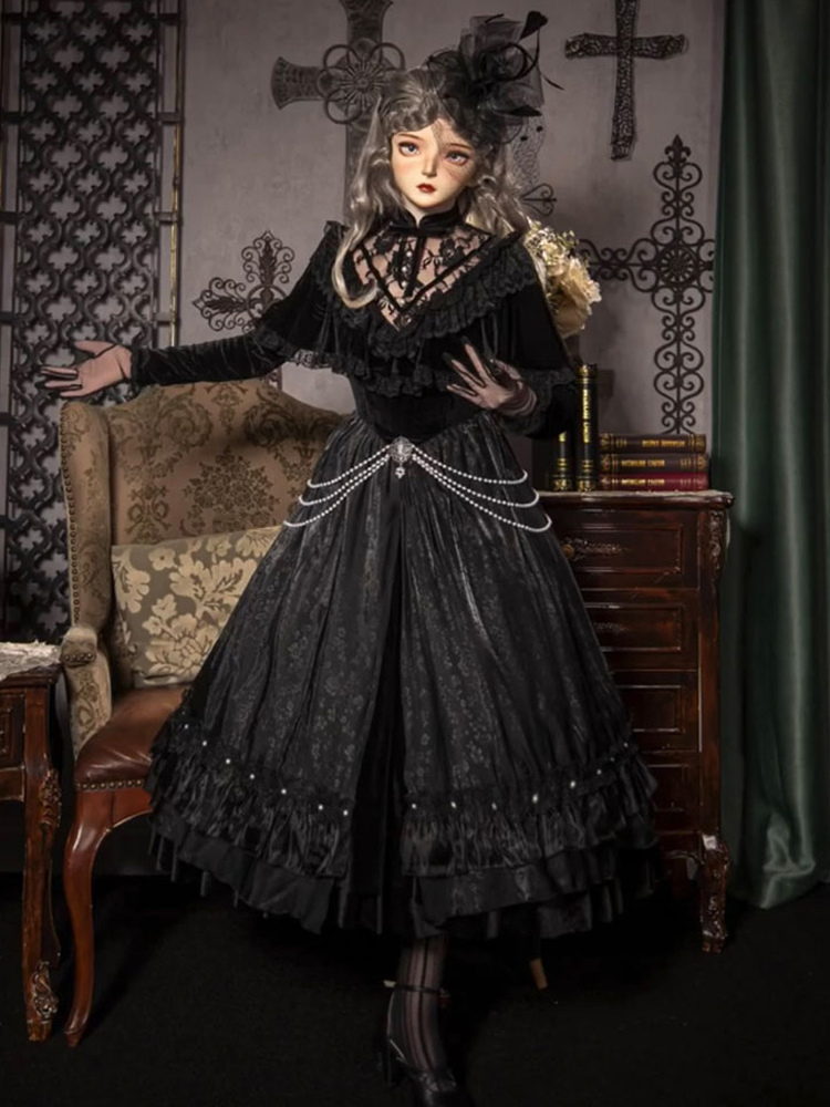 Gothic Lolita Dress with Bows & Ruffles