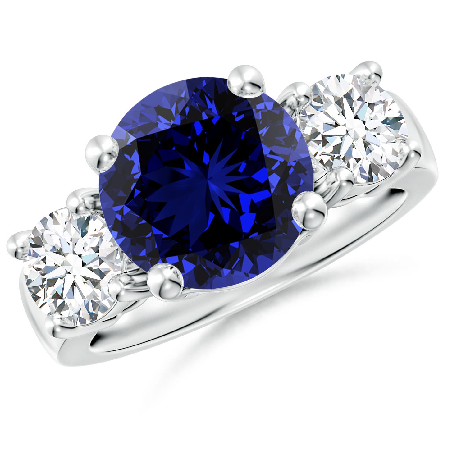 Lab-Grown Blue Sapphire & Diamond Ring