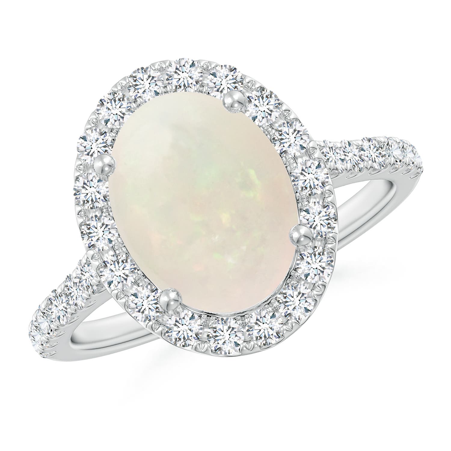 Opal Halo Ring with Diamond Accents