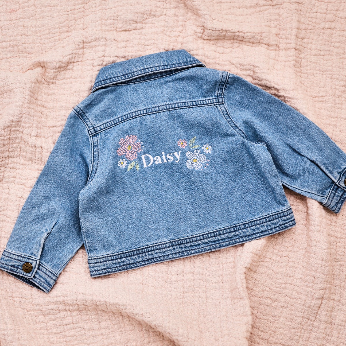 Personalised Floral Design Children's Denim Jacket