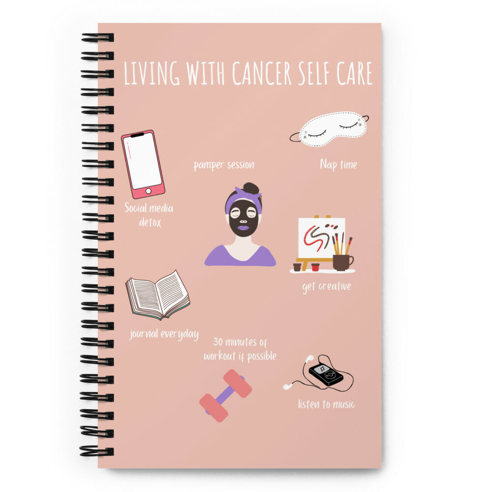 Pink Living With Cancer Self Care Spiral Notebook