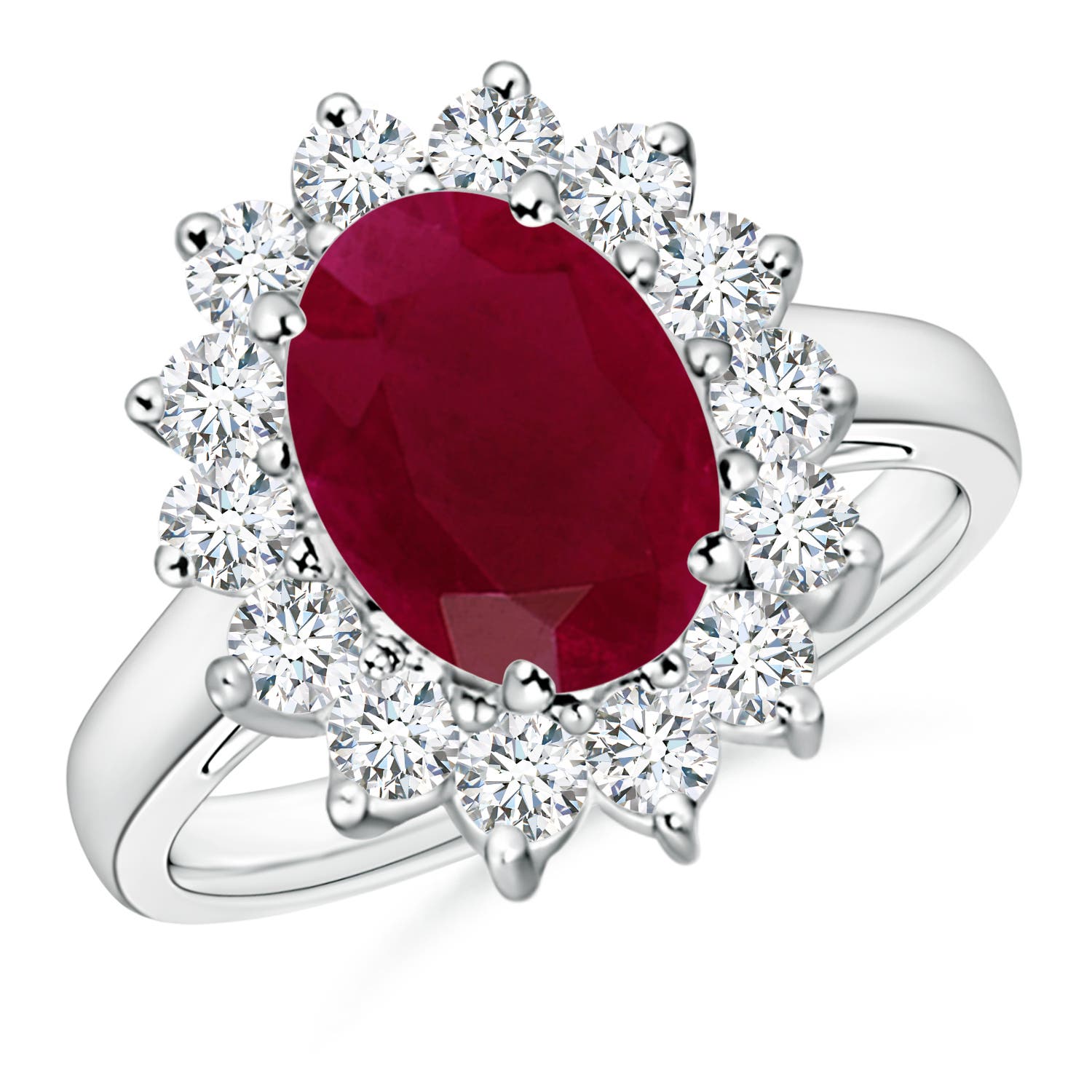 Ruby Ring with Diamond Halo