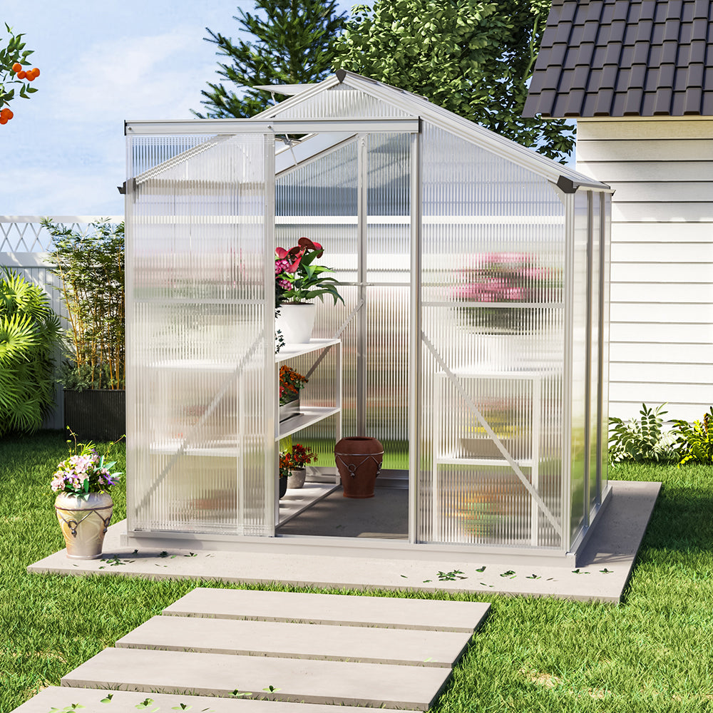 Silver Aluminum 6x6 Greenhouse with Vent