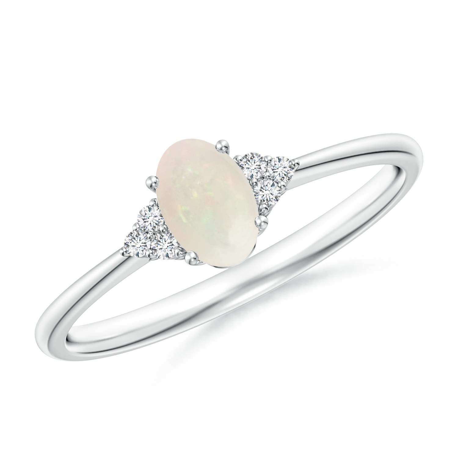 Trio Diamond Accent Tapered Opal Ring