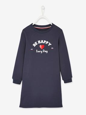 Vertbaudet Girls Fleece Dress - Dark Blue